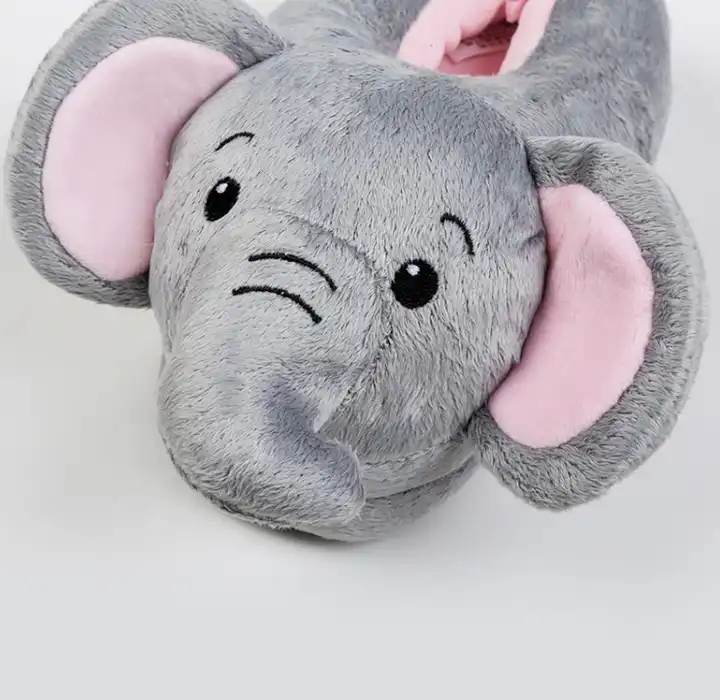 Kawaii Dids Winter Indoor Slippers Custom Cartoon Elephant Plush Slippers 4