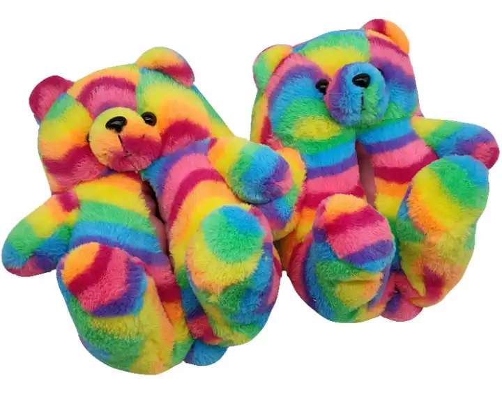 Fluffy Teddy Bear Slippers - Ultra Soft Plush House Shoes with Cute Bear Design, Warm Non-Slip Slippers for Adults & Kid 4