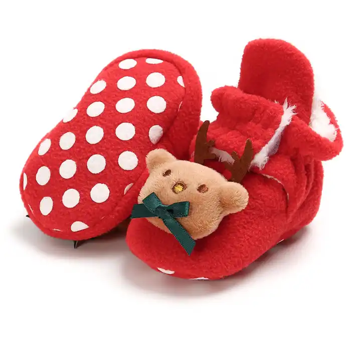 Wholesale Christmas Slippers Plush Winter Warm Soft Baby Toddler Indoor Slipper For Kids 5