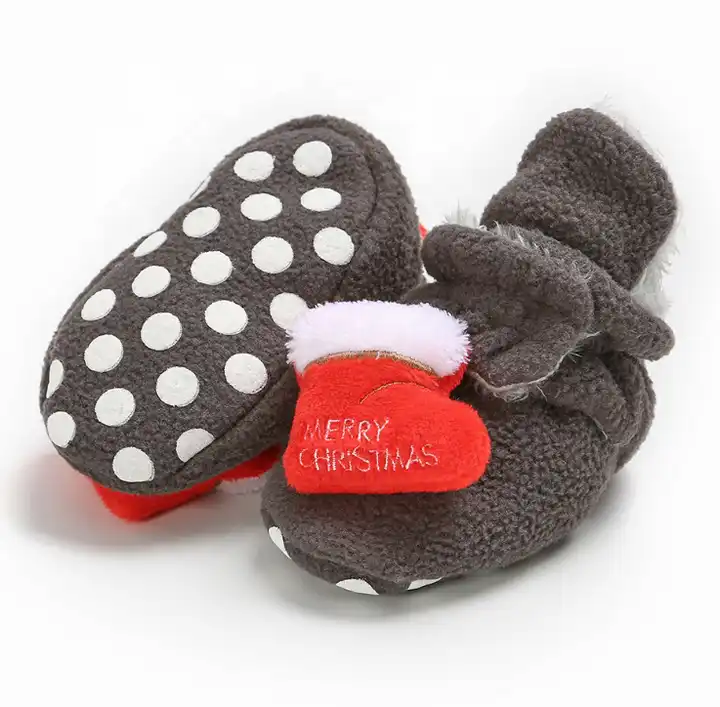 Wholesale Christmas Slippers Plush Winter Warm Soft Baby Toddler Indoor Slipper For Kids 4