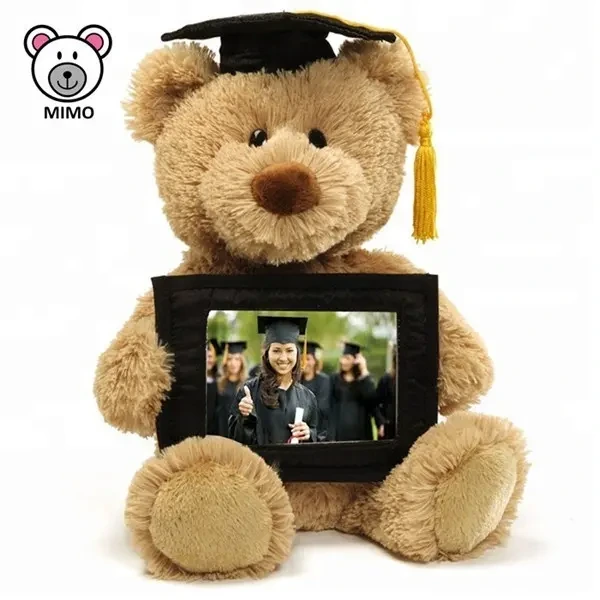 European Norm Stuffed Animal Plush Graduation Teddy Bear With Hat OEM Custom Kids Cartoon Soft Toy Plush Teddy Bear Phot 1