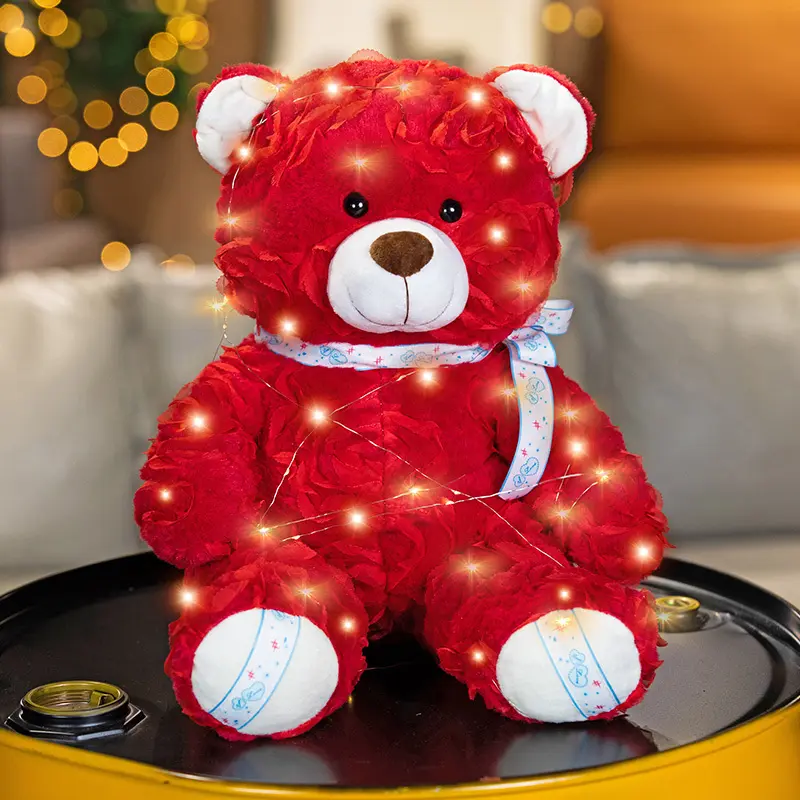 Valentines Day plush toy rose bear with heart 3