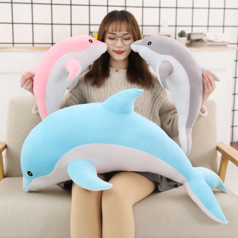 Wholesale Lovely Stuffed Soft Animal Dolls Dolphin Plush Pillow gift For Children Girls Sleeping Cushion pillow 1