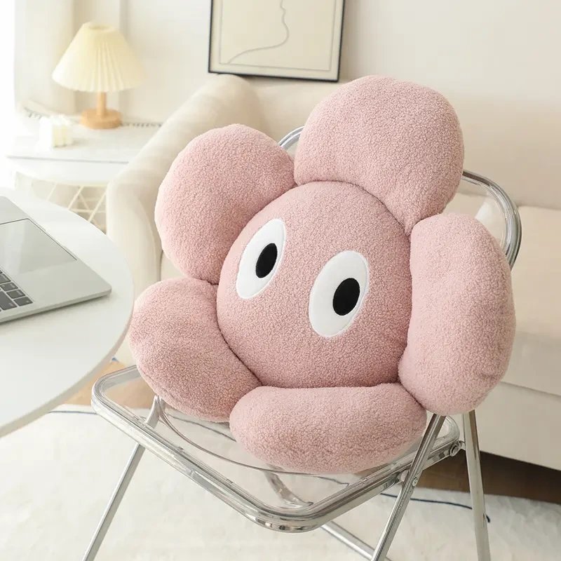 Stuffed plush beautiful flower pillow with big eyes 1