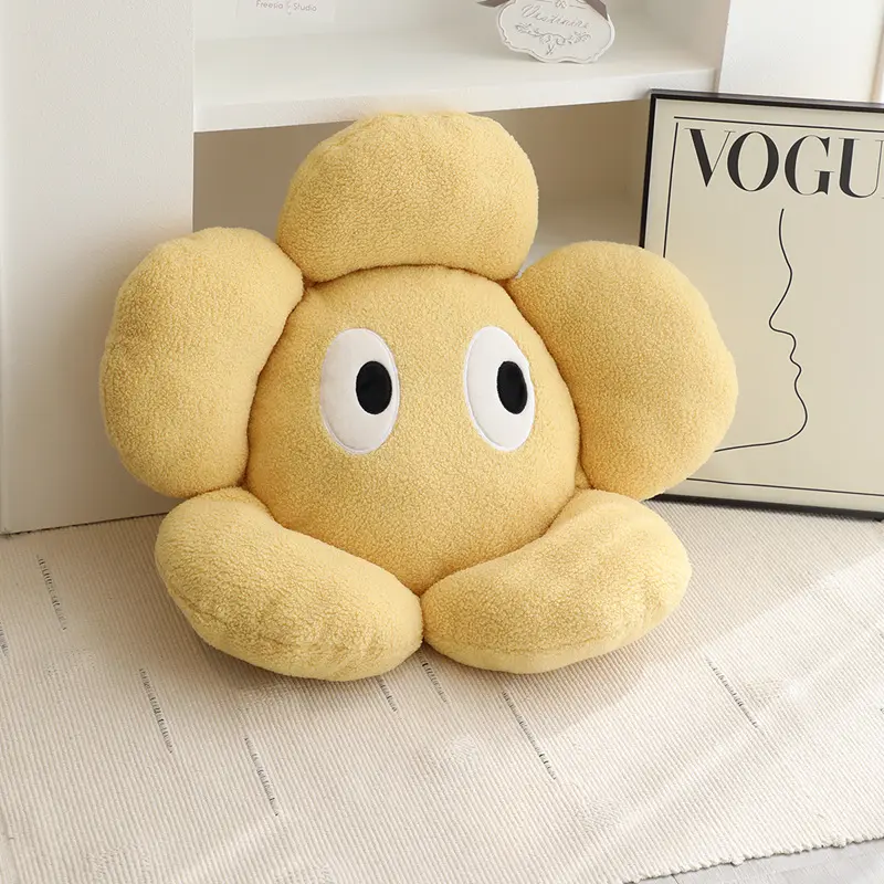Stuffed plush beautiful flower pillow with big eyes 6