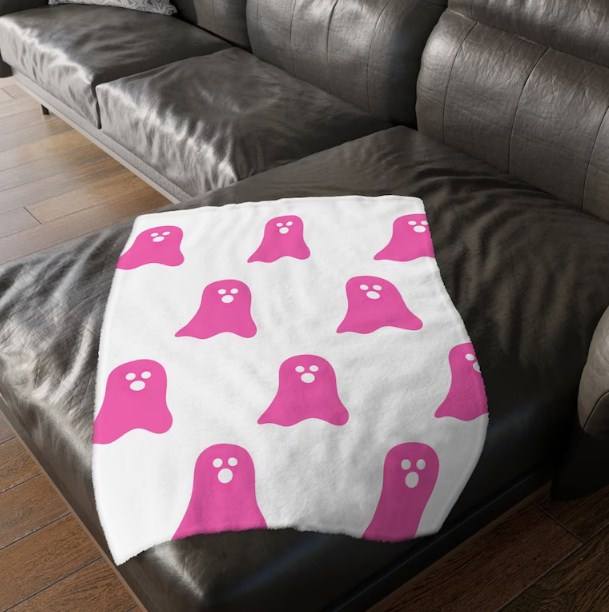 Halloween Blanket Wall Decoration Ghost Party Decoration Pink Halloween Custom Blanket 8