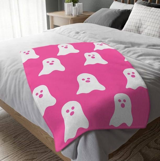 Halloween Blanket Wall Decoration Ghost Party Decoration Pink Halloween Custom Blanket 11