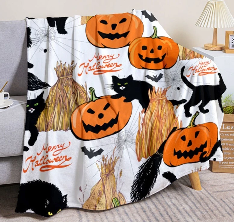 Halloween Blanket Flannel Plush Warm Halloween Decorations Home Decor Accessories 1