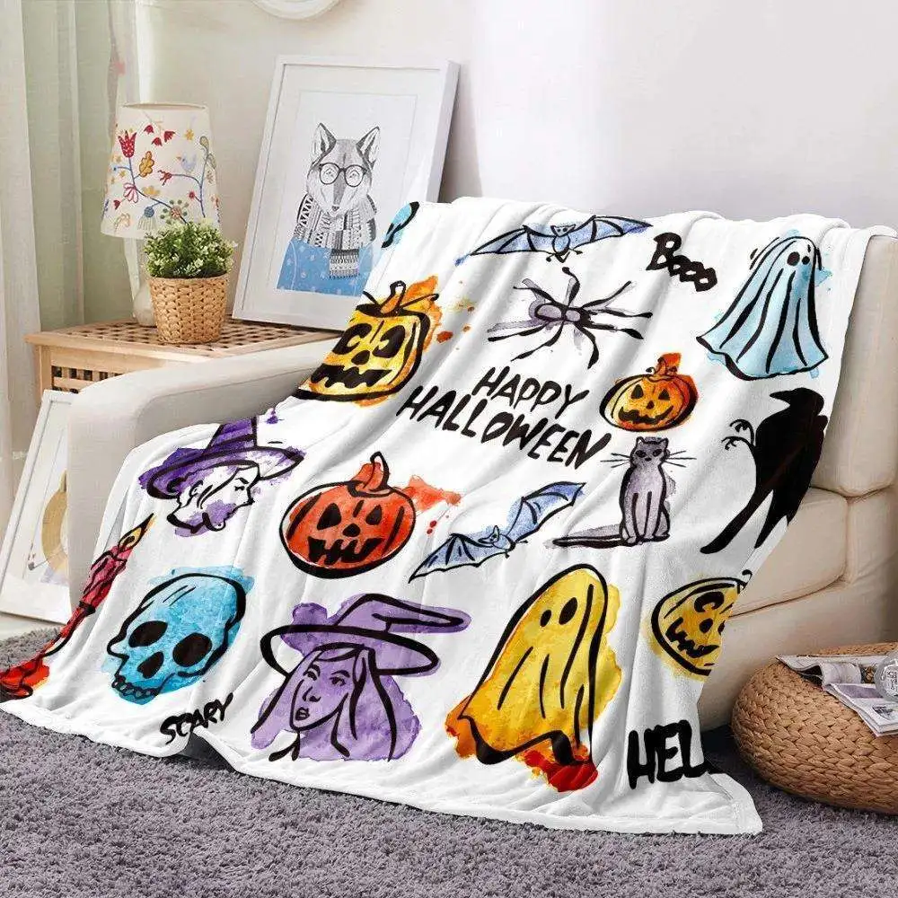 Flannel 3D Printing Halloween Blanket Mink Throw Kids Fleece Blanket 1