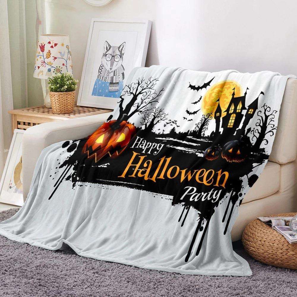 Flannel 3D Printing Halloween Blanket Mink Throw Kids Fleece Blanket 8