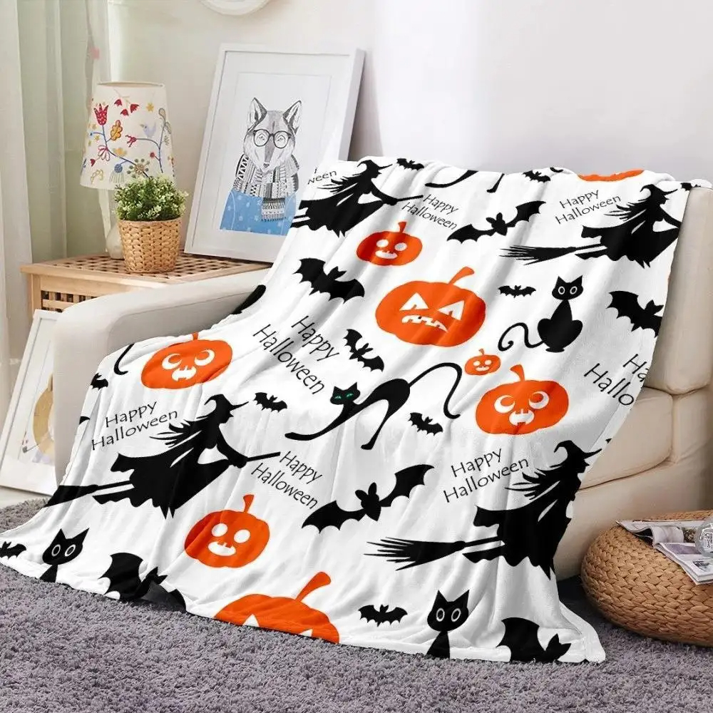 Flannel 3D Printing Halloween Blanket Mink Throw Kids Fleece Blanket 10