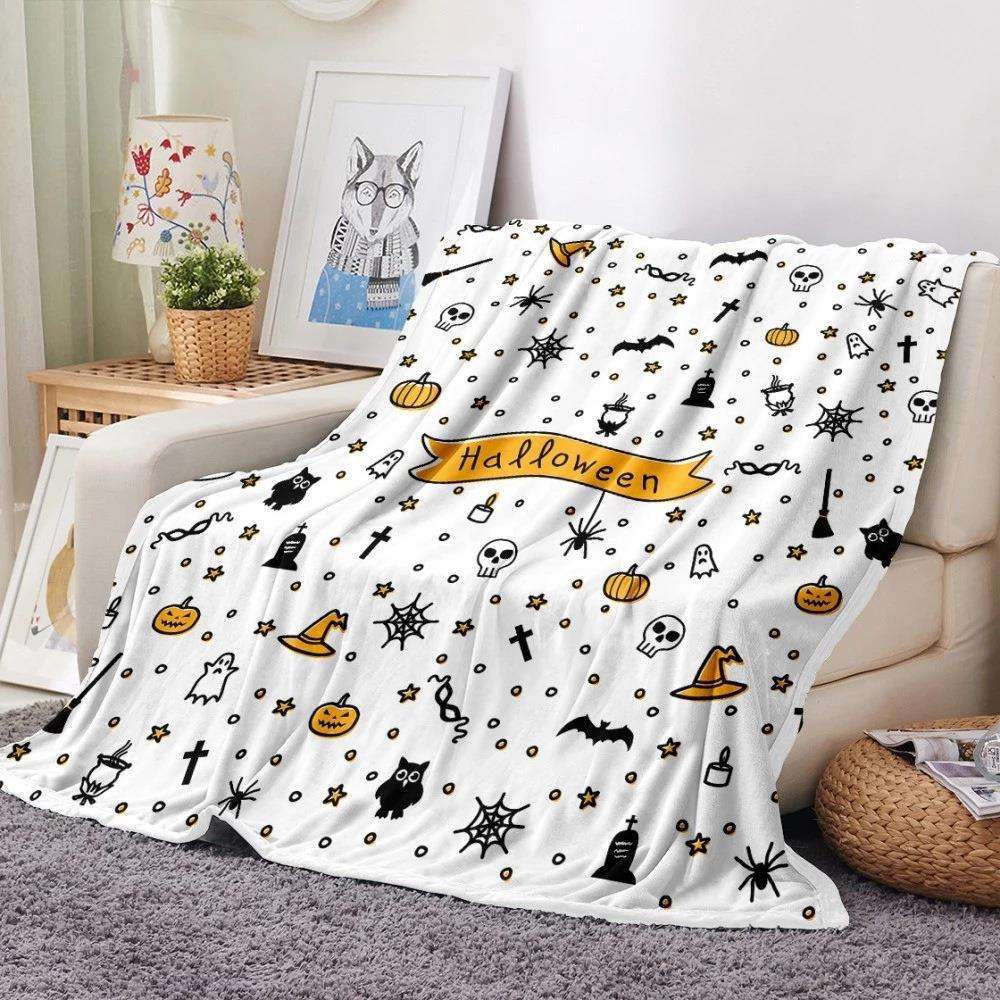 Flannel 3D Printing Halloween Blanket Mink Throw Kids Fleece Blanket 9