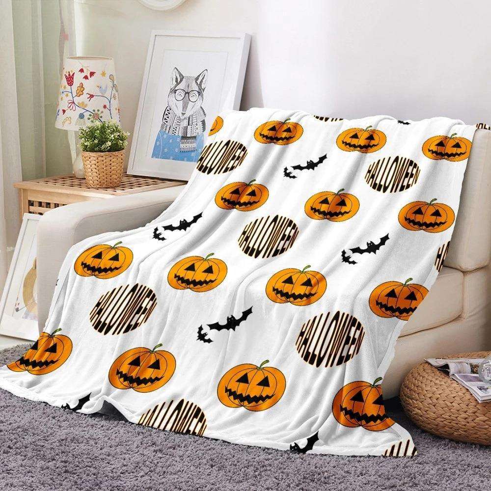 Flannel 3D Printing Halloween Blanket Mink Throw Kids Fleece Blanket 12