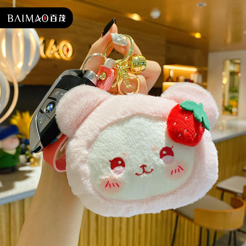 Cartoon Strawberry Plush Bag Keychain Plush Rabbit Keychain 11