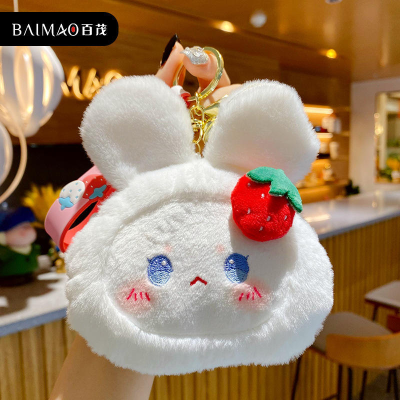 Cartoon Strawberry Plush Bag Keychain Plush Rabbit Keychain 10