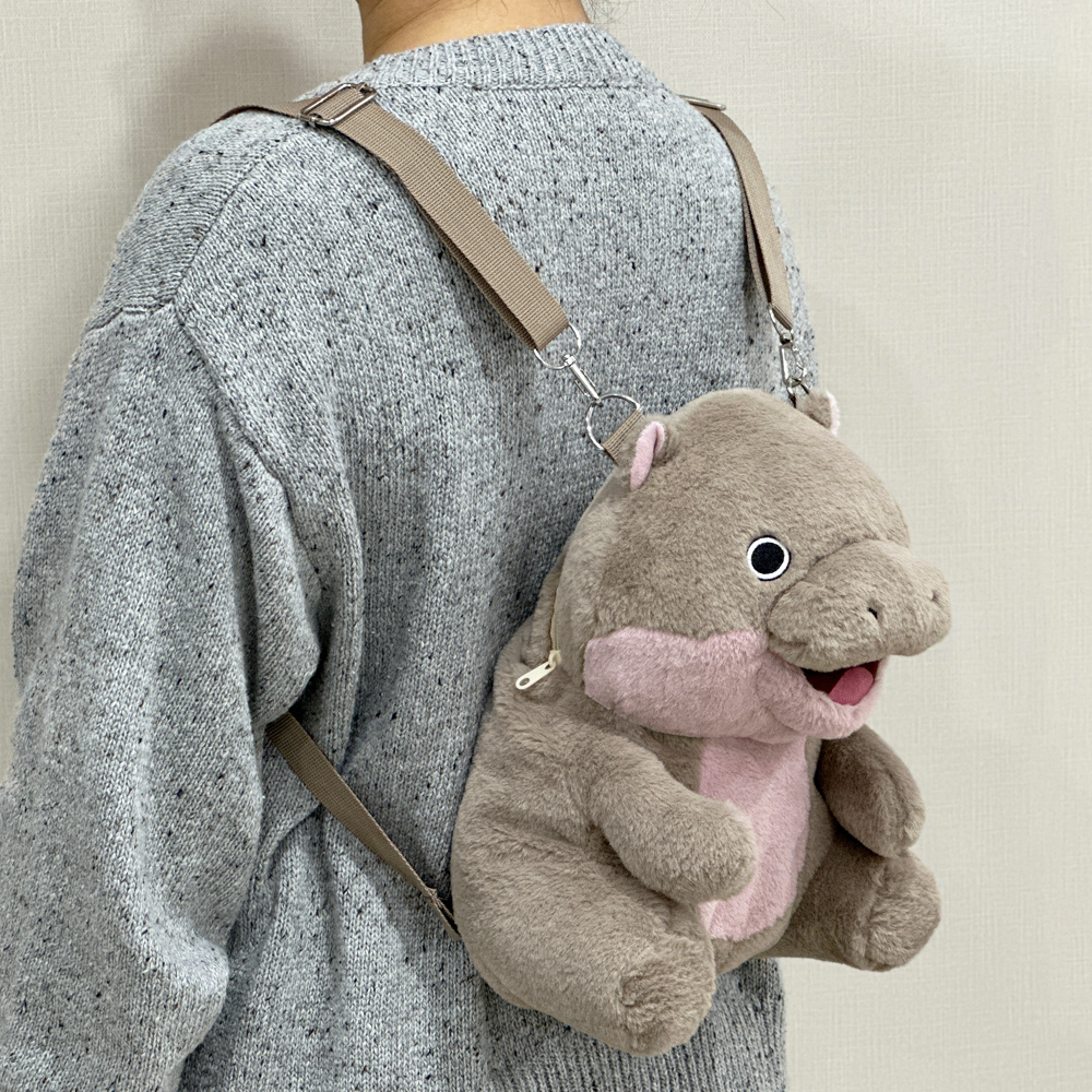 Soft Hippo Stuffed Animals Backpack Plush Toy Popular Plush Children Bag 5