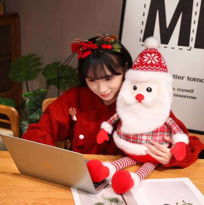 Christmas Santa Plush Toy Claus Plush Doll Red Santa Stuffed Toys Girl Gift Pillow 5