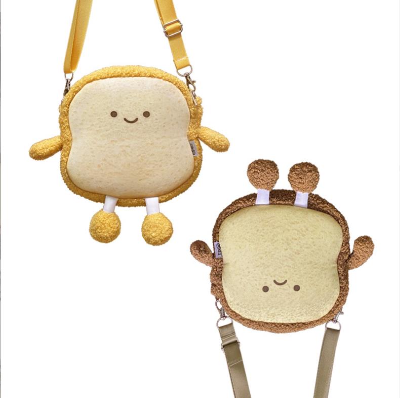 Manufacturer Bread Furry Bag Toast Custom Plush Toy Cute Designer Plush Bag 3