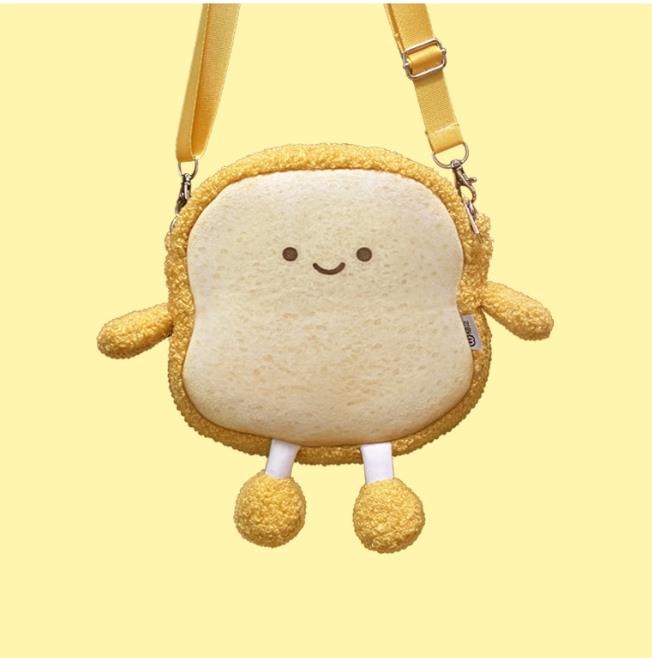 Manufacturer Bread Furry Bag Toast Custom Plush Toy Cute Designer Plush Bag 2