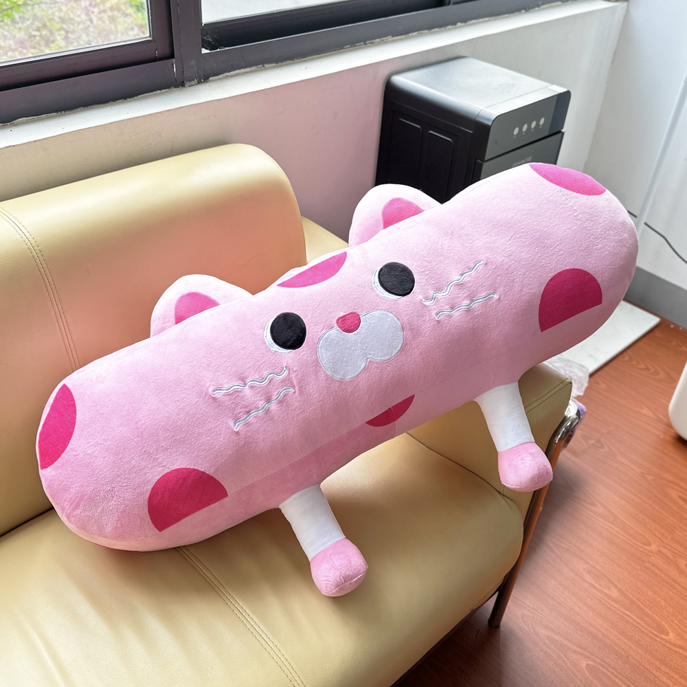 Pink Cat Long Plush Pillow Stuffed Animal Toys Sleeping Pillows 3