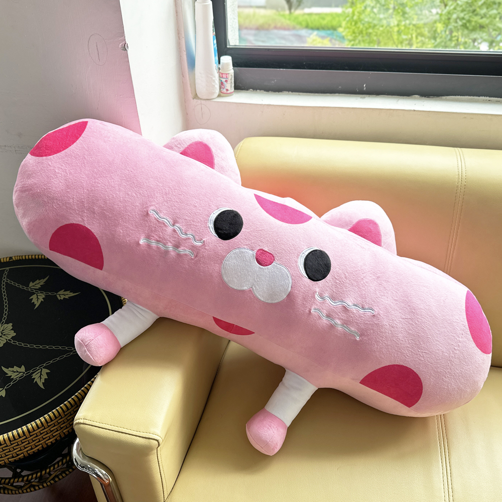 Pink Cat Long Plush Pillow Stuffed Animal Toys Sleeping Pillows 2