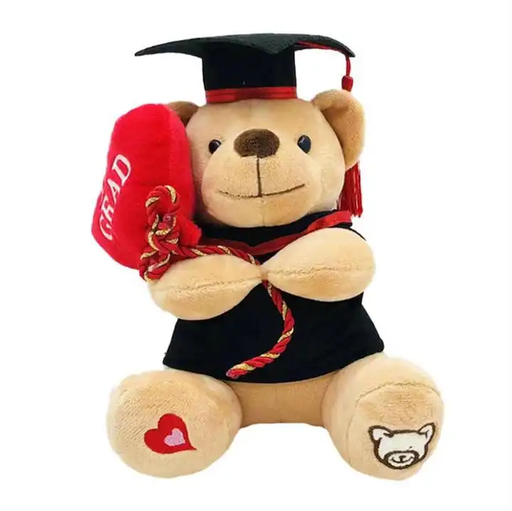 Nzkeuf 23cm Ours en Peluche de Remise des Diplômes, Ours en Remise des Diplômes avec Diplôme et Chapeau de Docteur, Graduation Bear pour Les Filles et Les Garçons