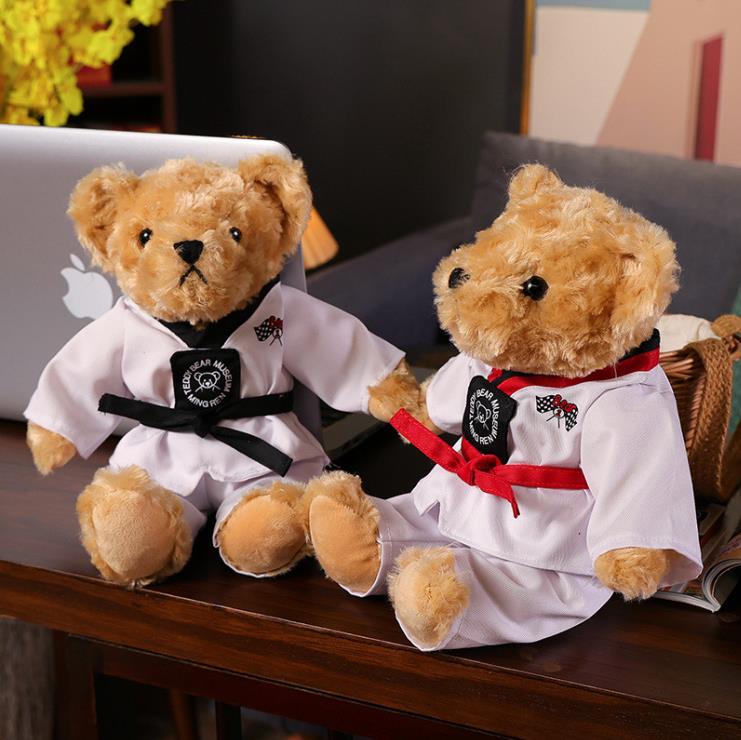 Custom LOGO Cute Taekwondo Bear Plush Stuffed Animal Toys With Cloth Teddy Bear Children's Gifts 5