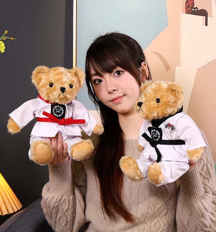 Custom LOGO Cute Taekwondo Bear Plush Stuffed Animal Toys With Cloth Teddy Bear Children's Gifts 7