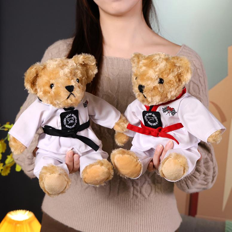 Custom LOGO Cute Taekwondo Bear Plush Stuffed Animal Toys With Cloth Teddy Bear Children's Gifts 2