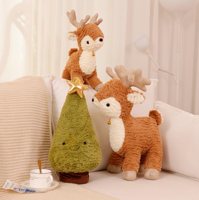 Christmas Elk Stuffed Animal Toys Plush Green Tree Doll Plushie Christmas Gifts 4