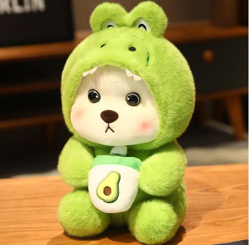 Cute Lovely Plush Panda Pink Stuffed Animal Dolls Plush Toy With Boba Milk Tea Plushie 4