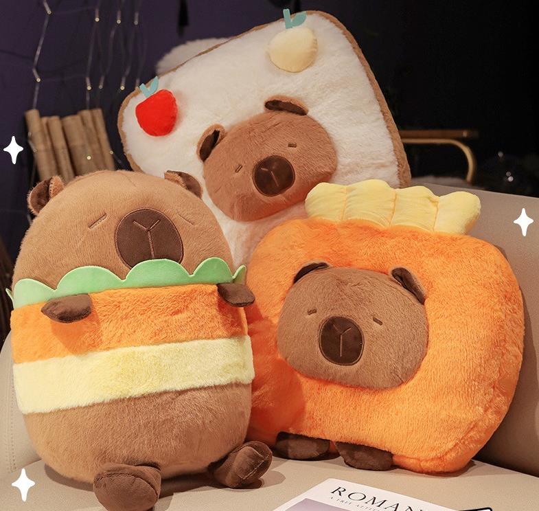 Мягкая плюшевая игрушка Capybala в виде гамбургера, милые тосты и картошка фри. 1