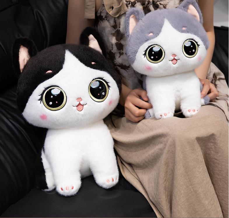 Custom Big Eyes Cartoon Cat Plush Toy Plush Cat Sitting Pillows Stuffed Animal Toys Baby Accompany Kids Gift 3