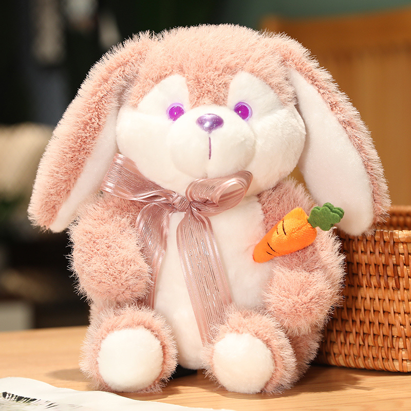 Peluche personnalisée lapin mignon à oreilles tirées avec carotte, peluche intéressante 2