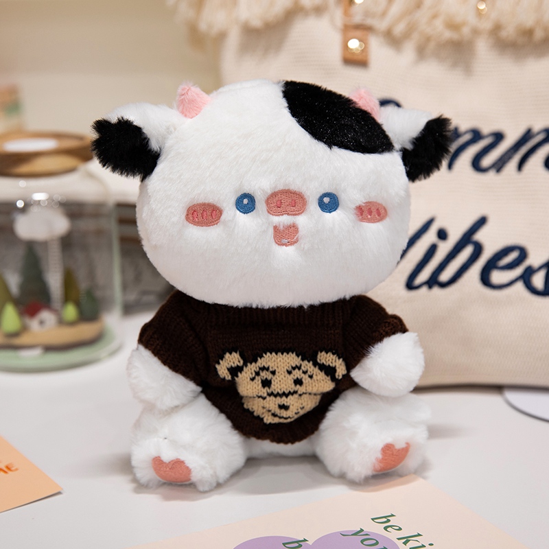 Stuffed cute animal soft plush cow cattle toy doll with clothes soft toys custom stuffed plush toys 3