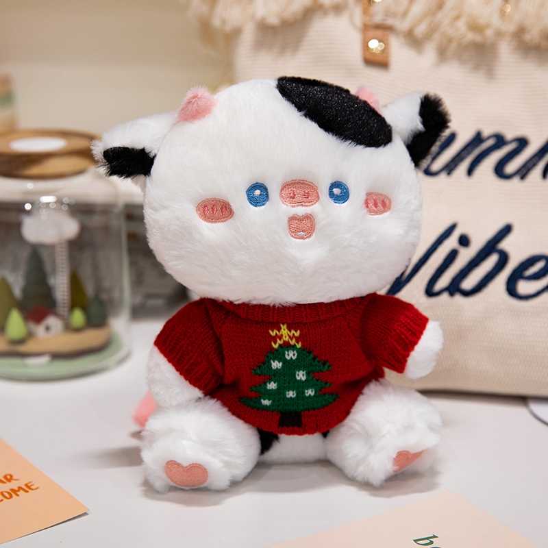 Stuffed cute animal soft plush cow cattle toy doll with clothes soft toys custom stuffed plush toys 4