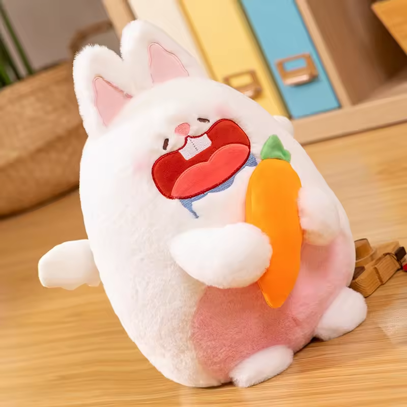 Custom Stuffed Funny Design Lovely Gluttonous Rabbit Cat Plush Toy 2