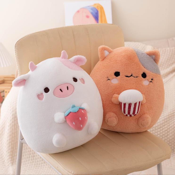 Wholesale Manufactory Cute Cat Plush Toy Pink Cow Stuffed Animal Pillows Girl Soft Cute Custom Toys 3