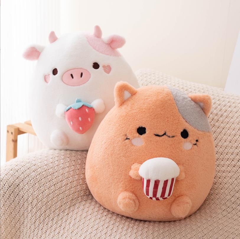 Wholesale Manufactory Cute Cat Plush Toy Pink Cow Stuffed Animal Pillows Girl Soft Cute Custom Toys 5