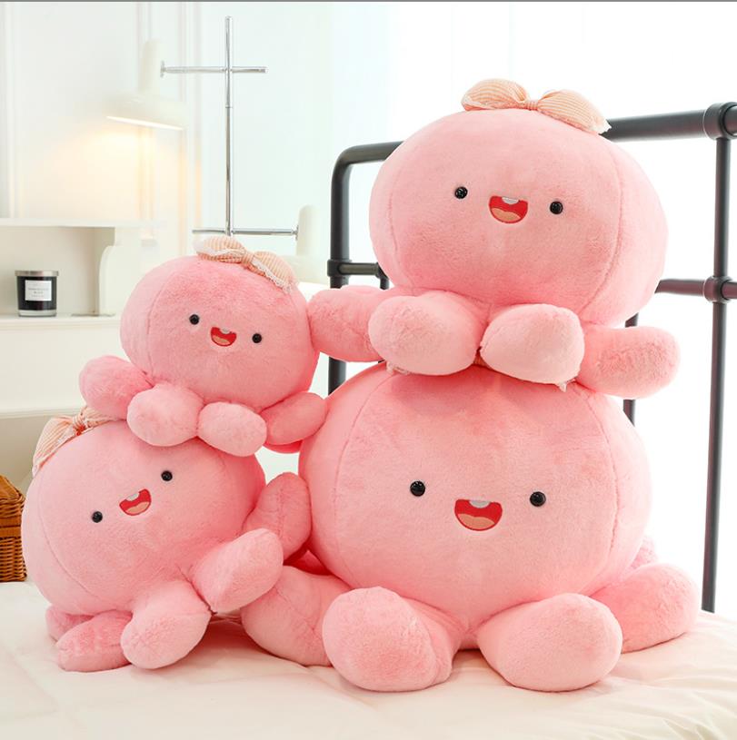 Soft Kawaii Cute Plushie Peluche Animal Doll Pink Bow Octopus Stuffed Plush Toy 7