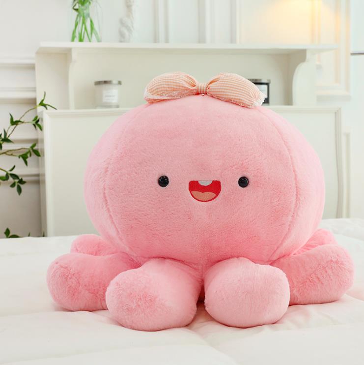 Soft Kawaii Cute Plushie Peluche Animal Doll Pink Bow Octopus Stuffed Plush Toy 2