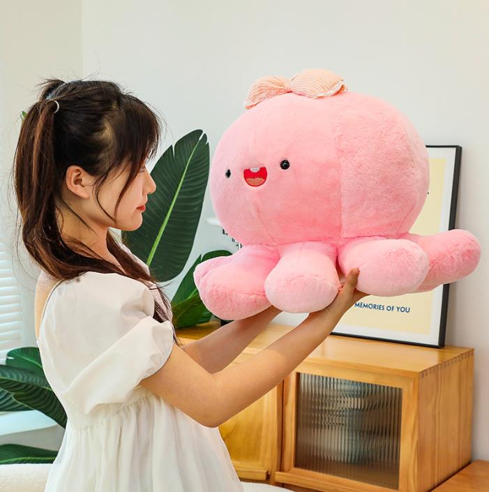 Soft Kawaii Cute Plushie Peluche Animal Doll Pink Bow Octopus Stuffed Plush Toy 5