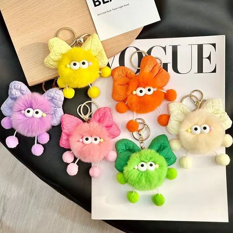 ODM OEM Hot Sale Custom Plush Keychain Manufacturer Soft Animal Fur Soft Monster Mini Mascot Pendant 11