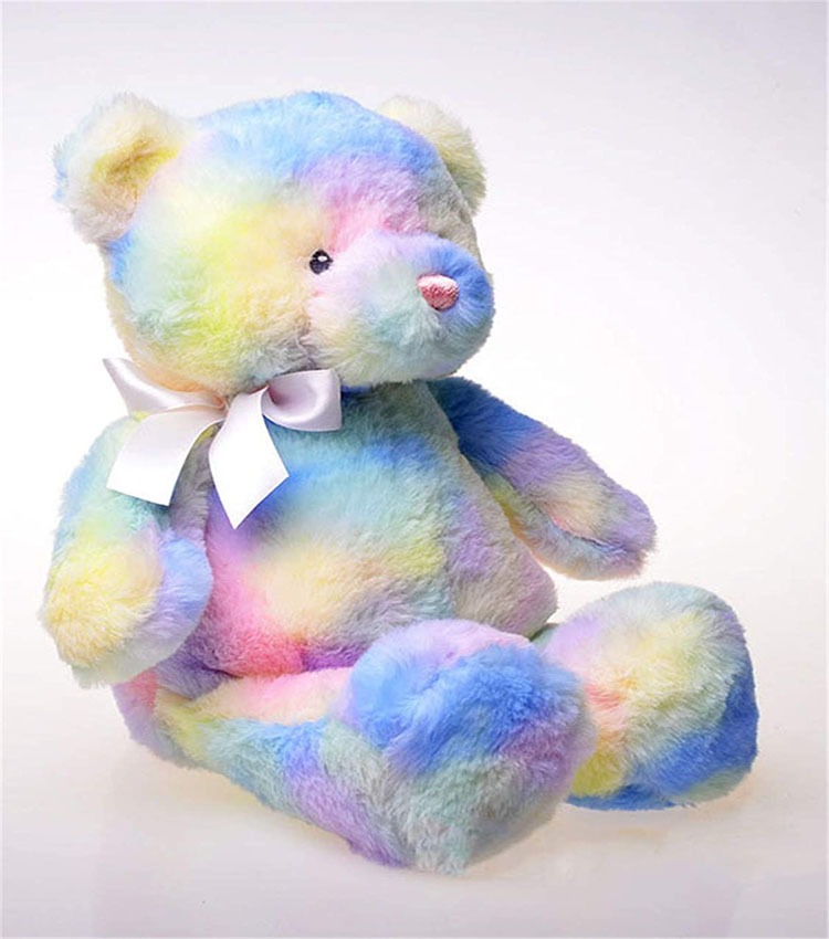 OEM Manufacture Factory Sale Rainbow Colorful Teddy Bear Stuffed Animal Kids Toys Birthday Christmas Gift 11