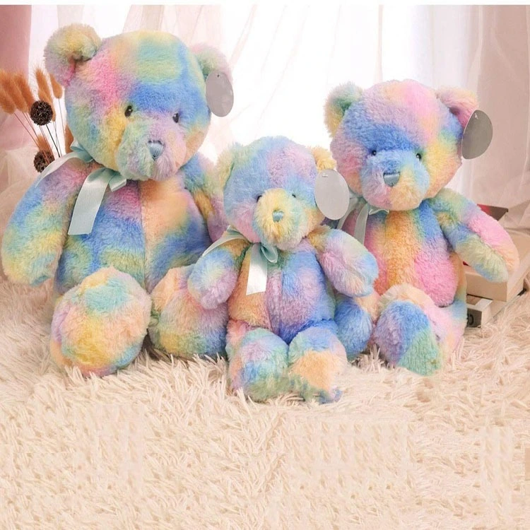 OEM Manufacture  Factory Sale  Rainbow Colorful Teddy Bear Stuffed Animal Kids Toys Birthday Christmas Gift 1