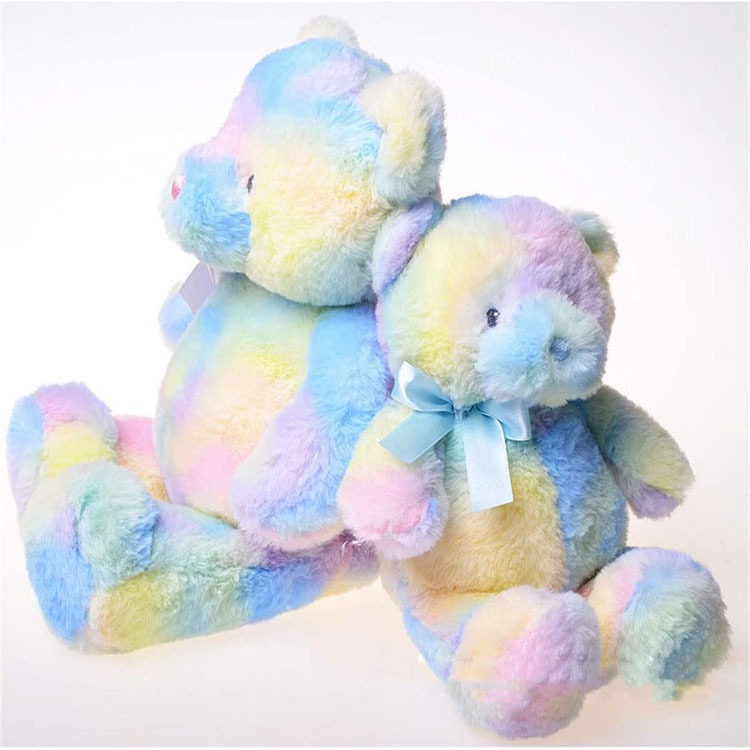 OEM Manufacture Factory Sale Rainbow Colorful Teddy Bear Stuffed Animal Kids Toys Birthday Christmas Gift 9