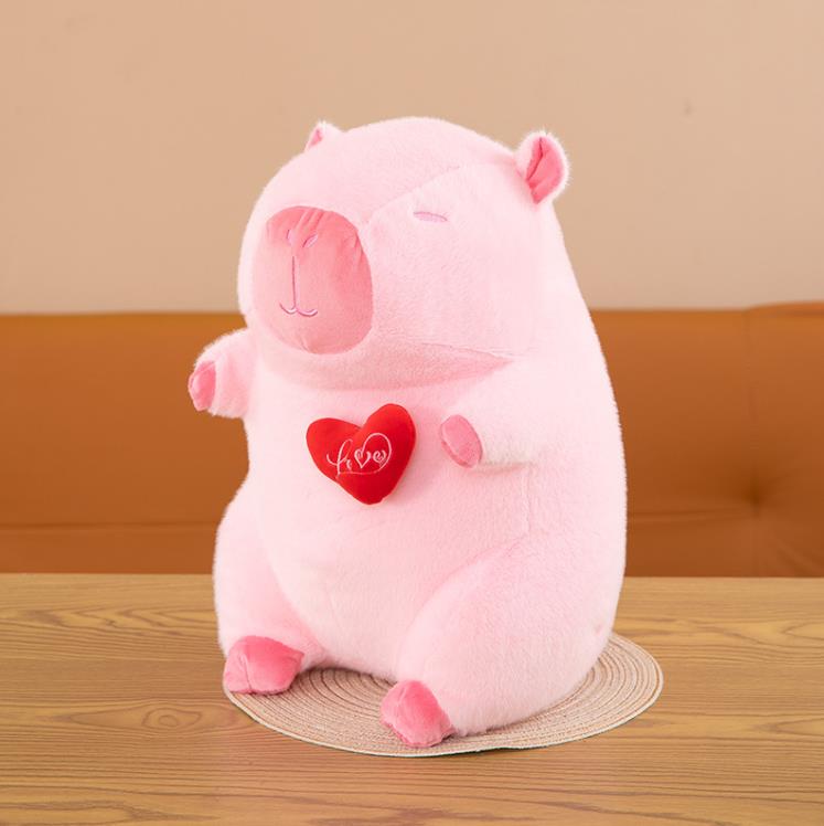Cute Pink Heart Love Doll Stretch Capibara Pig plush Stuffed Animal Toy for Valentine's Day 4