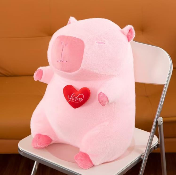 Cute Pink Heart Love Doll Stretch Capibara Pig plush Stuffed Animal Toy for Valentine's Day 6