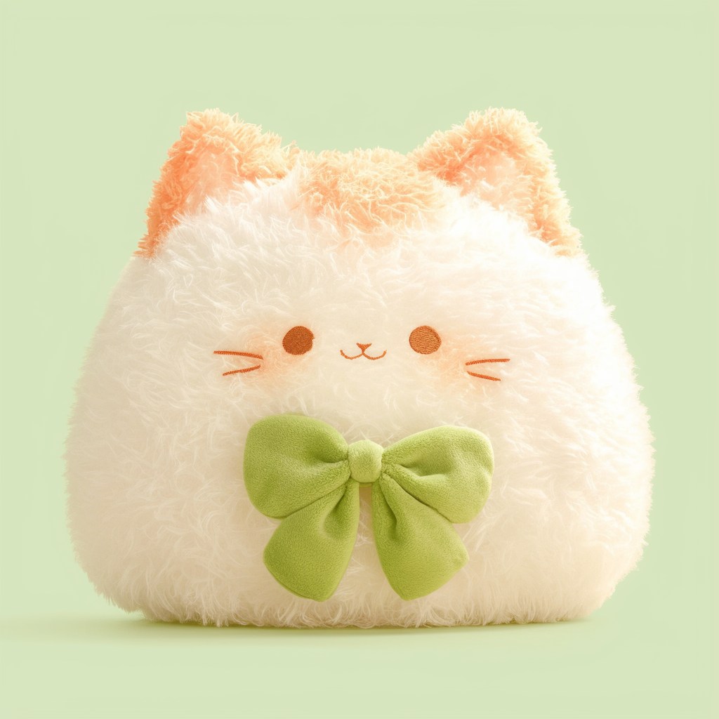 Custom Cute Cat-shaped Onigiri Fluffy Plush Toy OEM ODM Logo Stuffed Plush Animalsf Factory Price Toy Gift For Kids 12