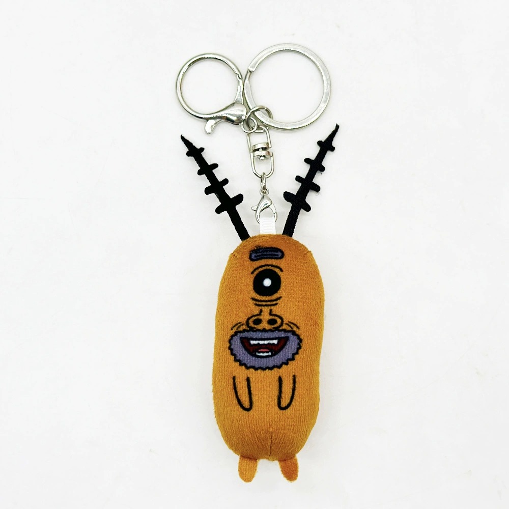 Quirky Cartoon Single-Eye Plush Keychain - Brown Character Keyring (11cm, 13g) 17